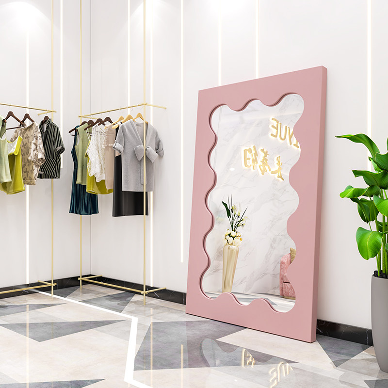 Net Red Ins Full-body Mirror Profiled Clothing Shop Full Body Mirror Full Body Mirror Designer Creative Modern Bedroom Floor Mirror