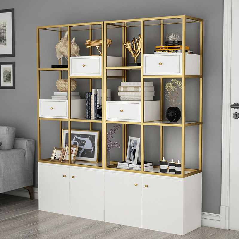 Light Extravagant Bookcase Bookcase Book Room Decoration Cabinet Nordic Minimis Ground Solid Wood Shelve Whole Face Wall Combined Bookcase