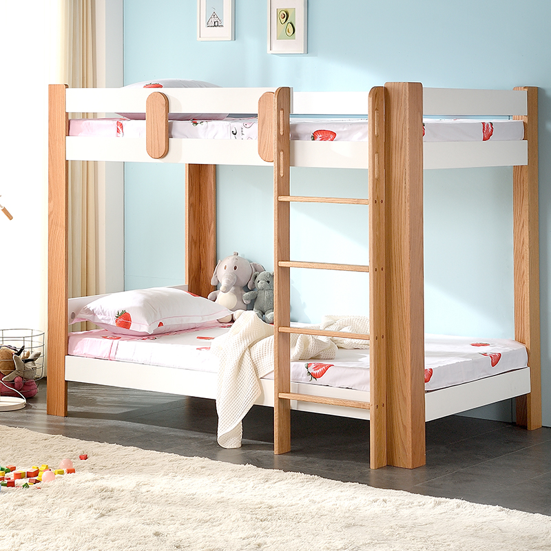 Full solid wood High and low bed oak Children's bed Bunk Beds Bunk Beds Two Floors Up And Down Bunk Beds Adults 1 2-Taobao