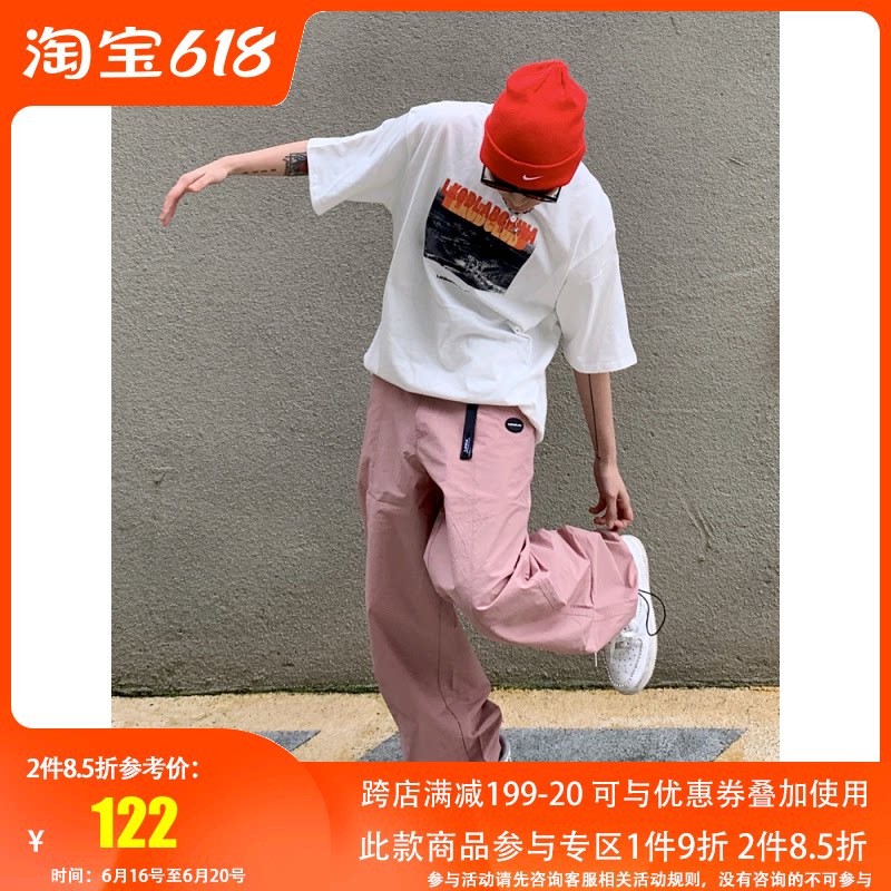 LKOD 2020 spring/summer new belt style radish pants Loose Japanese drawstring cargo pants for men and women