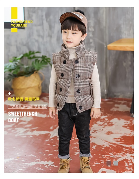 Áo vest bé trai mùa thu đông 2018 mới cho bé Hàn Quốc thời trang áo khoác 1-2-3 tuổi xuống áo bông 6 áo khoác ba lỗ có mũ bé gái