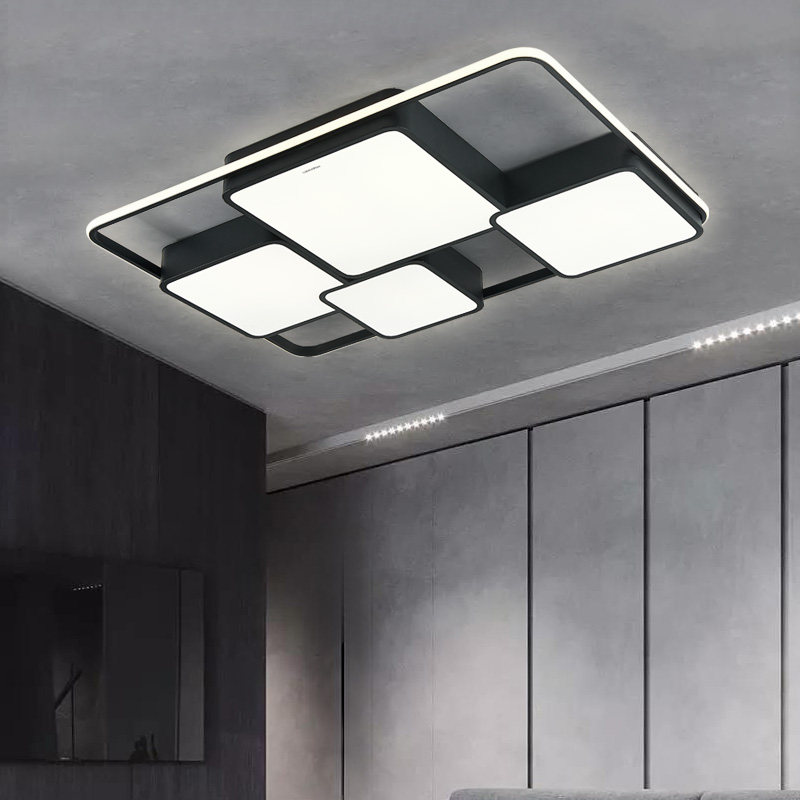 Three majestic extremely light and bestled living room LED ceiling lamp round modern minimalist atmospheric geometric bedroom lighting square