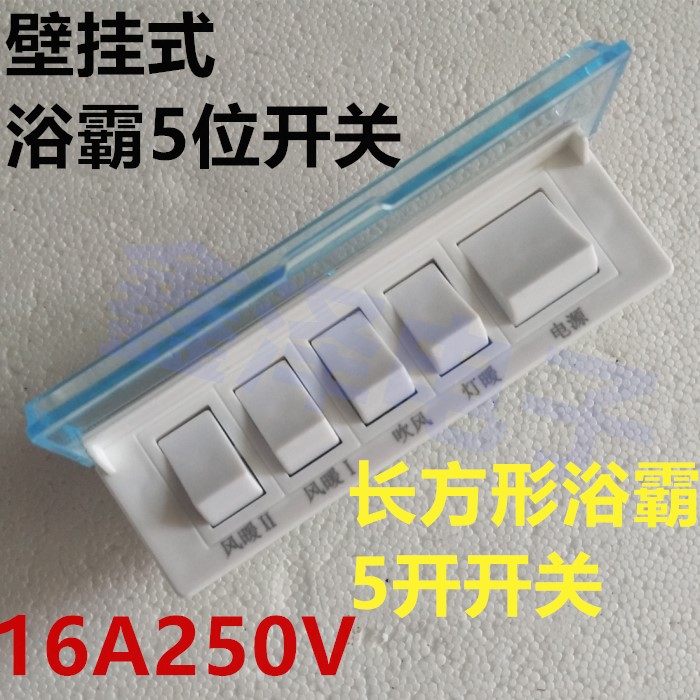 General Purpose Bath Bulwara Lamp Warm Switch Five 5 Open Wall-mounted Warm Blower Blow Light Warm Power Switch Button Durable