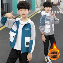 Boys cotton jacket autumn and winter 2021 new foreign style childrens middle and large childrens tops windbreaker childrens clothing mens Korean version of the tide