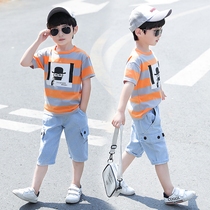 Boys summer suit summer boys 2021 new childrens clothing childrens foreign style middle and large childrens summer handsome short-sleeved tide