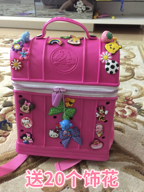 Japanese Cartoon Children's Backpack for Ages 3-6, Kindergarten Hole Backpack, Double Shoulder Bag for Girls, Ultra-Light and Cute Baby Croc