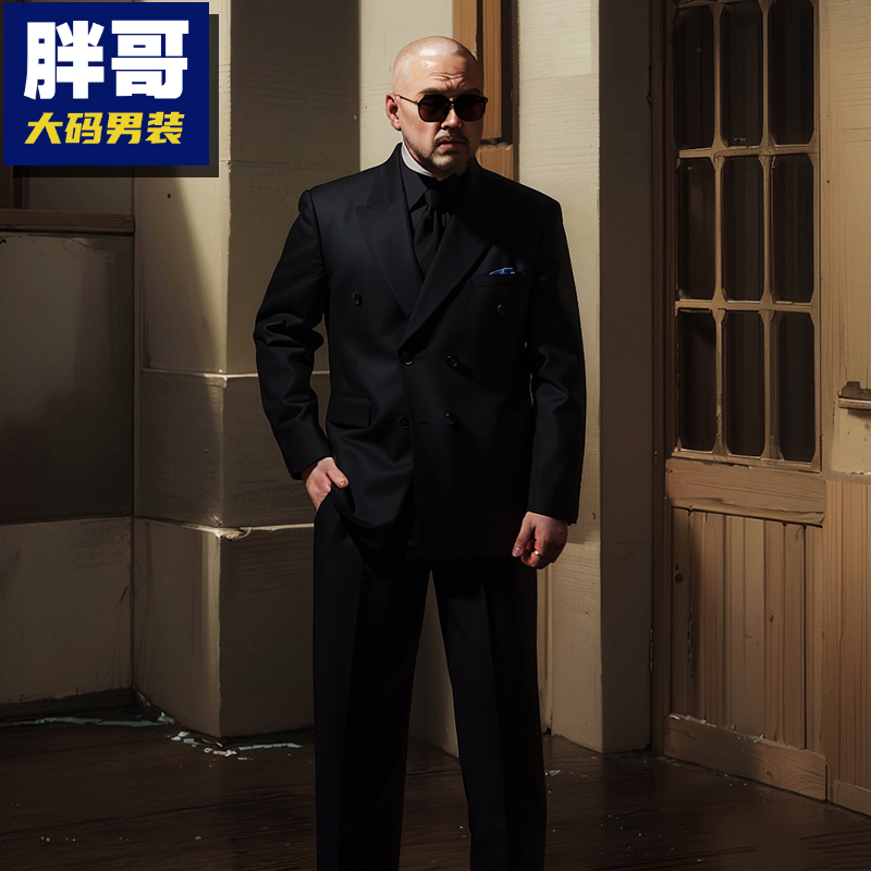 Plus-Size Double-Breasted Suit for Men, Wedding, Spring and Autumn, High-End, Extra Large, Casual Suit, Formal Wear