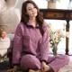 Bộ đồ ngủ nam mùa thu và mùa đông ba lớp ấm áp xen kẽ cotton dày dài tay cộng với kích thước phục vụ tại nhà Bộ đồ chần bông mỏng - Nam giới