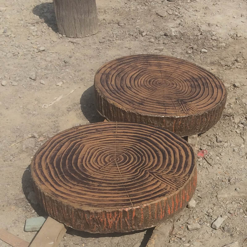 Cement imitation wood lawn step dew stone plum blossom pile round imitation wood step