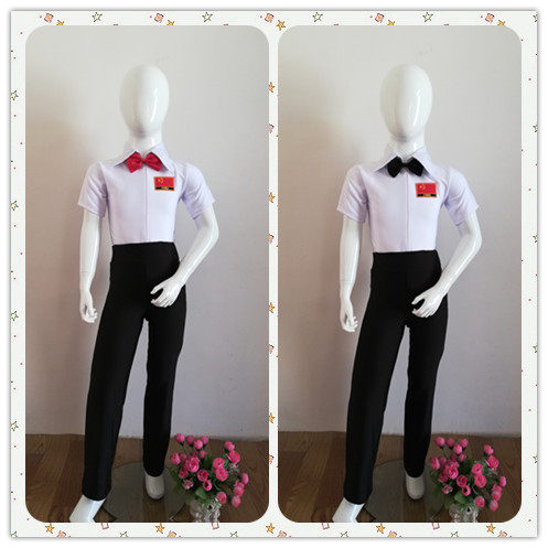 Boy Boy Latin Dance Suit Toddler Boy Boy Dance Clothing Suit Short Sleeve White Race Practice Summer