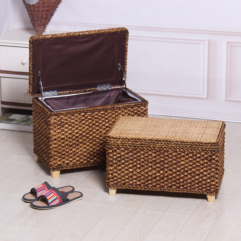 Tanyard vines straw choreography multifunction containing stool solid wood living room sofa stool brief about storage changing shoes stool for sitting adults