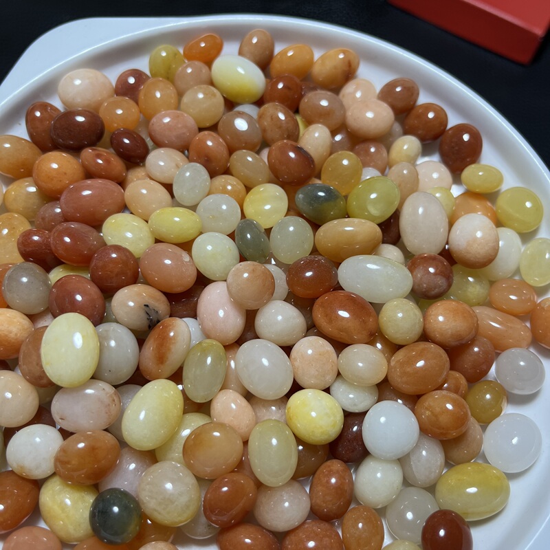 Polished Small Stones of Golden Silk Jade for Flower Pots, Landscaping, Decoration, Filling Gaps, and Fish Tank Decoration, 500 Grams Per Set