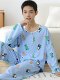 大童棉绸睡衣夏季青少年男童儿童薄款绵绸男孩长袖空调家居服套装