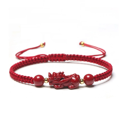 Браслет с одной бусиной, плетеный браслет из красной нити подходит для мужчин и женщин, оберег на день рождения, цвета киновари