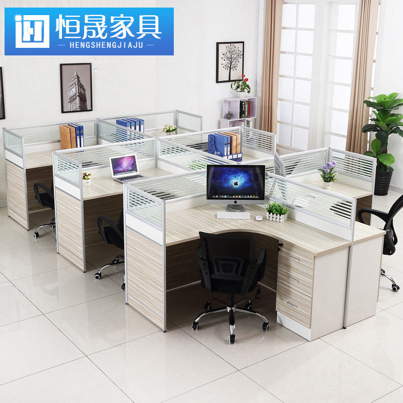 Simply modern office furniture computer desk staff desk and chair combined four - person screen seat