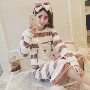 Flannel nightdress nữ mùa thu và mùa đông dài tay nhung san hô ấm áp cộng với nhung dài màu xám đồ ngủ nhà dịch vụ phù hợp váy thu đông đẹp