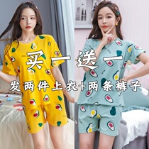 Sleepwear Women Summer Pure Cotton Slim Short Sleeves Shorts Cute Sweet Cartoon Princess Girl Two Sets Lady Summer