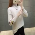 2018 phiên bản Hàn Quốc mới của áo len thêu đầu ngắn nữ sinh viên áo sơ mi dài tay hoang dã áo len nữ Vòng cổ áo len