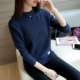 2018 mới Hàn Quốc áo len thấp cổ nữ trượt ngắn linh hoạt áo len đáy quần áo len dài tay