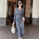 Sequined dress women's long-sleeved autumn 2022 new French style high-end temperament high-end waist mid-length skirt