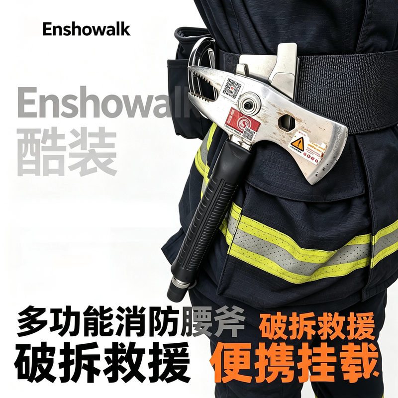 Firefighter's Waist Axe for Rescue and Demolition, Specialized Stainless Steel Quick-Release Portable Mounting and Quick-Detach Equipment Hook Device with Clip