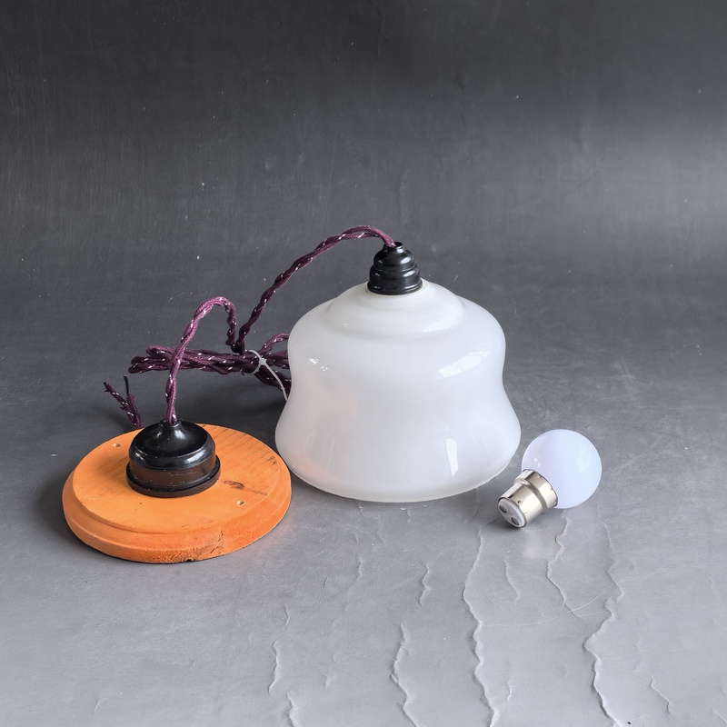 Shanghai Style! White Bell-Shaped Milk Glass Chandelier from the Republic of China Period, Antique Nostalgic Vintage Lampshade