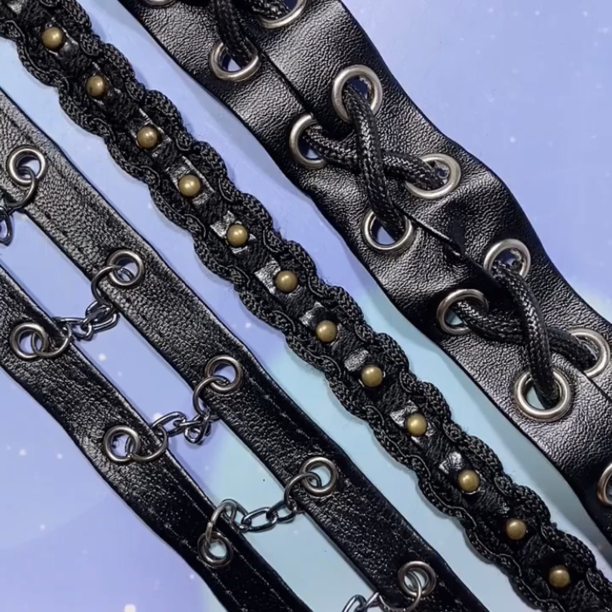 Black bilateral nail hole eyelid tied rope imitation leather leather lace with barcode fabric DIY clothing accessories