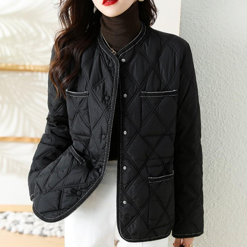 Same Style as Amash Women's Clothing 2026 Autumn and Winter New Quilted Loose-Fitting Chanel-Style Cotton Coat Lightweight Cotton Jacket
