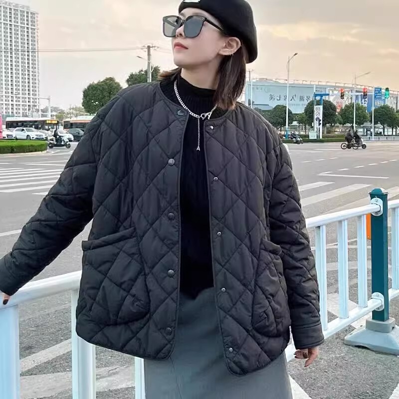 Ams/Amash Women's Clothing 2026 Autumn/Winter New Round Neck Quilted Cotton Jacket with Thinsulate 5400730