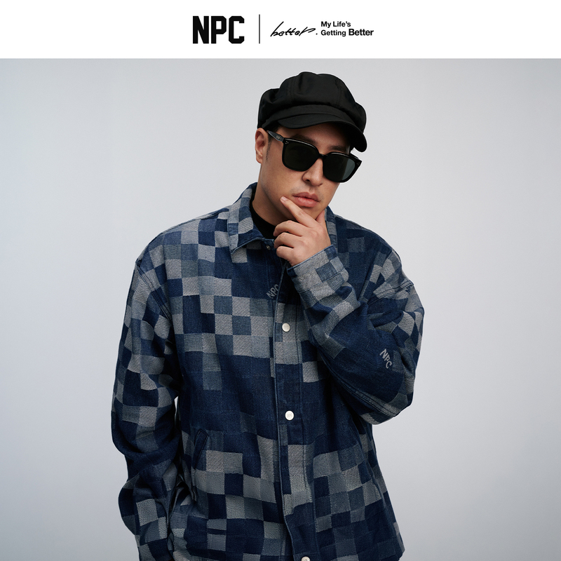 Npc Trendy Checkerboard Denim Jacket for Men and Women, Autumn Lapel Workwear Jacket, Same Style as Pan Wei Bai, Np67Dc01 Npc Trendy Checkerboard Denim Jacket for Men and Women, Autumn Lapel Workwear Jacket, Same Style as Pan Wei Bai, Np67Dc01
