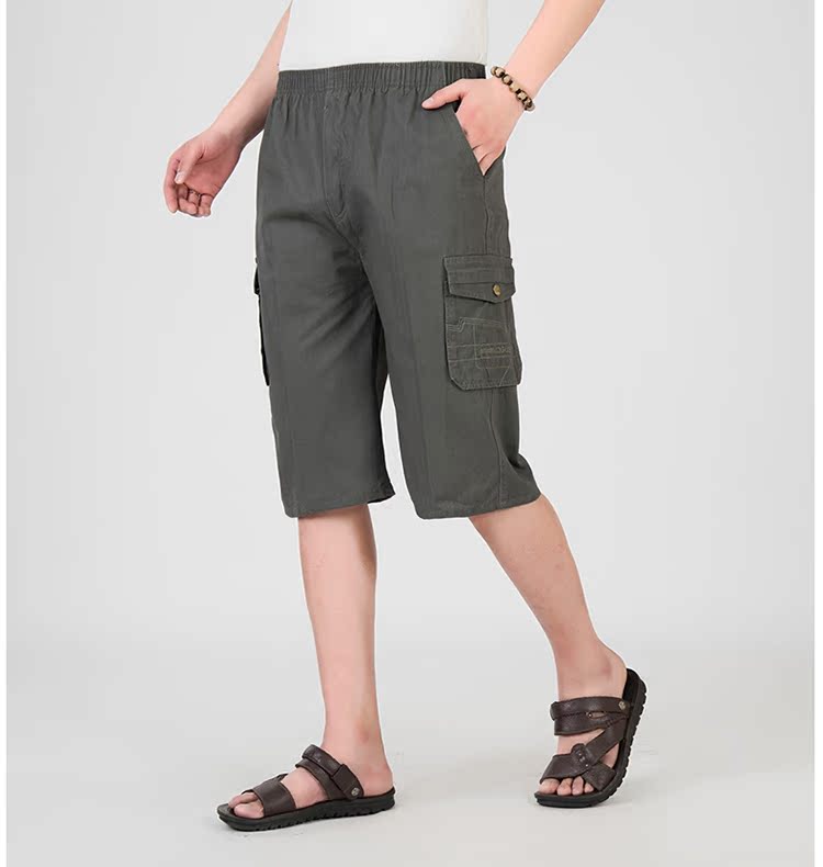 Quần cotton cắt quần nam trung niên quần cao eo lỏng lẻo quần nam mỏng phần cha quần cotton 7 quần quần nam loại đẹp
