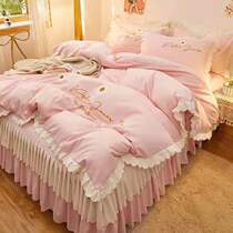 Little fairy wind bed skirt four-piece girl heart Princess wind bedding sheet duvet cover three-piece student