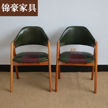 American retro Western restaurant Dessert milk tea shop chair Theme restaurant chair Cafe cushion soft bag Wrought iron chair