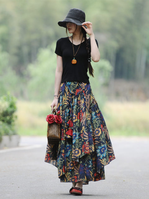 【BAON】Kette Summer Cancan Long Skirt Walnut Summer Cancan Flare Bendable Long Skirt (2 colors