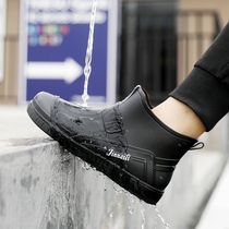 Rain shoes mens waterproof shoes Mens rain boots Short-barrel Anti-slip fashion Water boots midcylinder Kitchen Rubber Shoes Fishing Car Wash Shoes