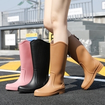 South Korean fashion Outdoor minimalist Waterproof Rain Shoes Women High Cylinder Long Barrel Rain Boots Lady Water Shoes Non-slip Wear Resistant Rubber Shoes