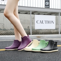 Four Seasons Rain Shoes Women Fashion Trends Non-slip Wear and Wear Warm Rubber Shoes Plus Cotton Water Shoes Outwear Adults Short Drum Rain Boots