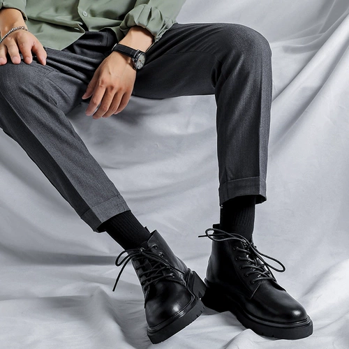 Martens, черные осенние челси в английском стиле, из натуральной кожи