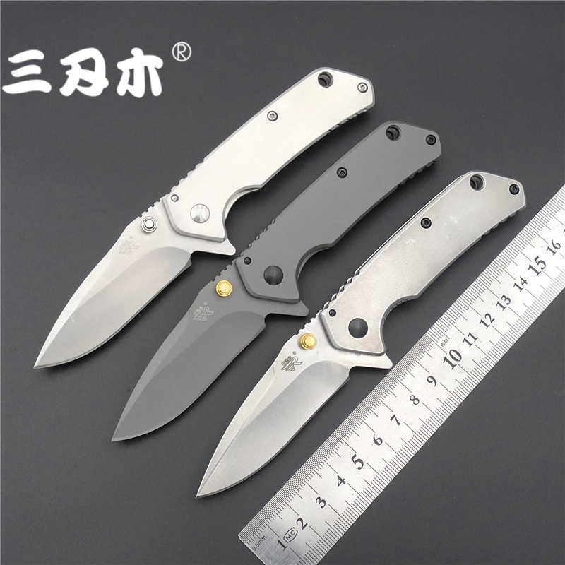Outdoor small folding knife folding knife Delicate Sharpened Knife Full Molten Steel Fruit Knife suitors Body Cutter Three Blades Wood 7056