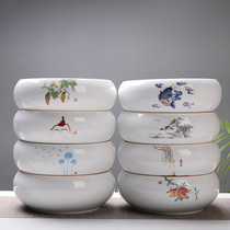 White Porcelain Tea Wash Large Tea Bowl Wash Cup Wash Bowl Large Pen Wash Extra-large Ceramic Water Spittoon Washed Home Util Tea Accessories