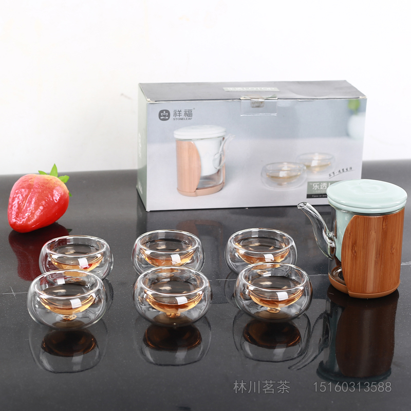Xiangfu seven-head heat-resistant glass tea set set fast customer cup one pot six cups filter teapot tea maker gift set