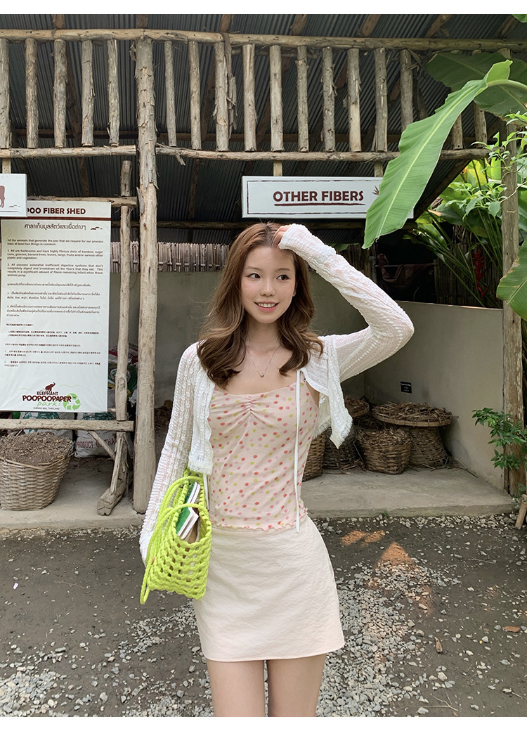 Tuuuh тонкий вязаный кардиган женский летний ажурный полупрозрачный короткий топ