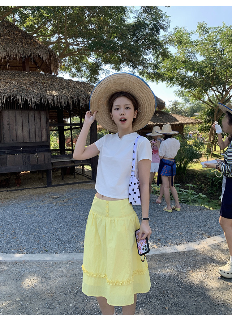 Tuuuh желтая юбка женская в стиле милых девочек весна-лето новая корейская универсальная стройнящая юбка
