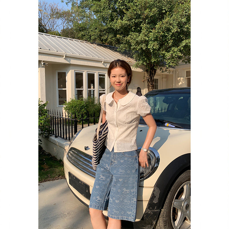 Tuuuh джинсовые шорты-капри женские весна-лето ретро широкие стройнящие повседневные брюки 2026 новинка