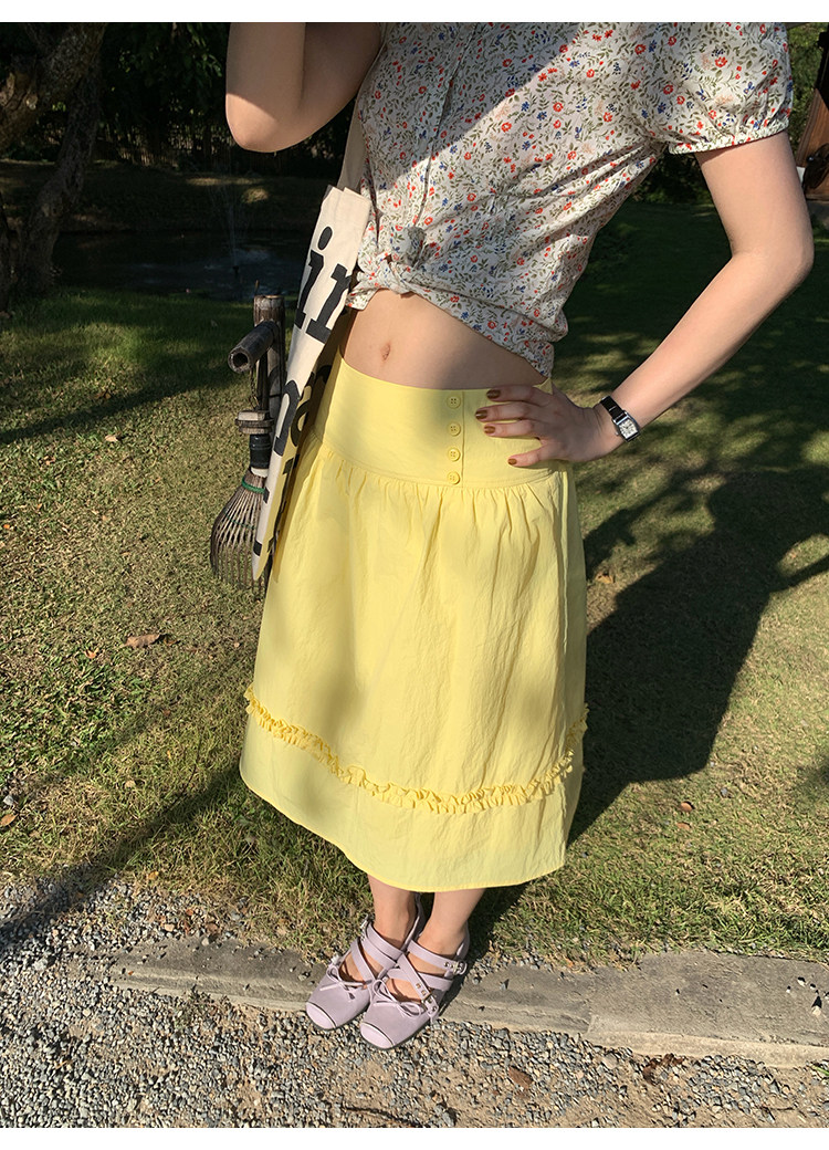Tuuuh желтая юбка женская в стиле милых девочек весна-лето новая корейская универсальная стройнящая юбка