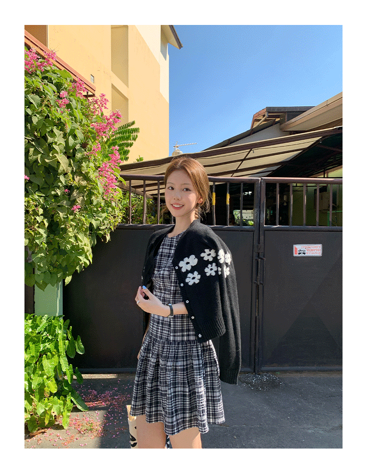 Tuuuh платье без рукавов в черно-белую клетку женское ретро стройнящее универсальное