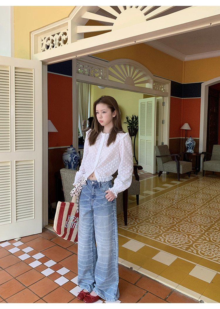 Tuuuh рубашка женская с французским кружевом круглый вырез длинный рукав весенняя новинка блузка базовая