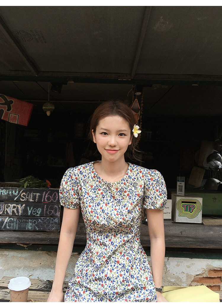 Tuuuh летнее платье с французским цветочным принтом, винтажное приталенное короткое А-силуэта с короткими рукавами для женщин