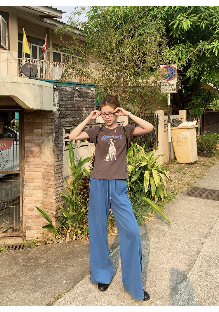 Tuuuh футболка женская с принтом собачки свободная с коротким рукавом 2026 летняя новинка американский ретро стиль