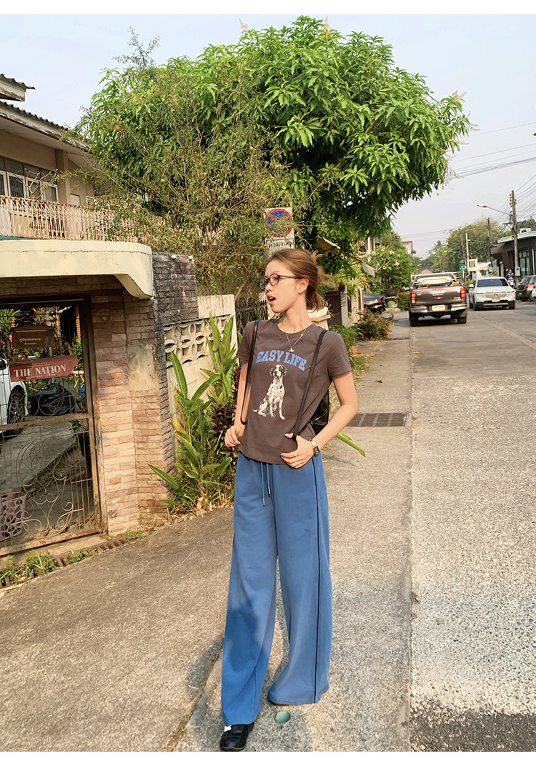 Tuuuh футболка женская с принтом собачки свободная с коротким рукавом 2026 летняя новинка американский ретро стиль